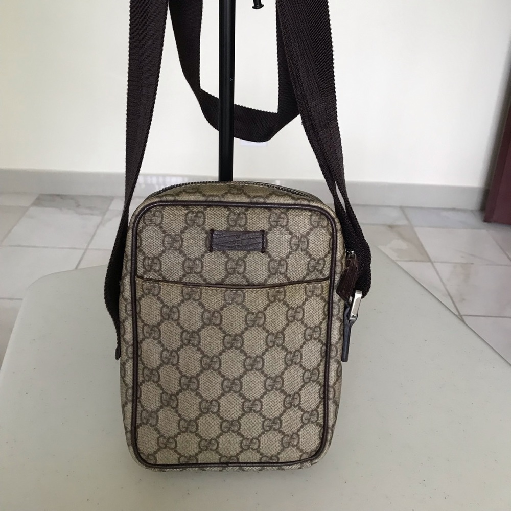 Gucci Beige Brown Monogram Messenger Bag